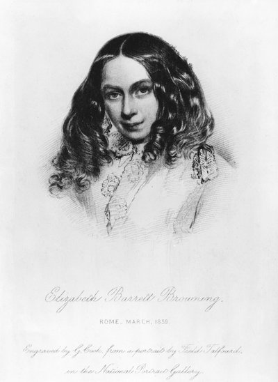 Portrait of Elizabeth Barrett Browning in 1859, engraved by G. Cook by Field Talfourd